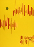 Artist: Tilley, Lorna. | Title: (Poster of moon and stripes) | Date: 1973 | Technique: screenprint, printed in colour, from multiple stencils