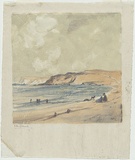 Artist: FULLWOOD, A.H. | Title: not titled [beach scene with figures). | Date: (1906) | Technique: monotype, printed in colour, from one plate