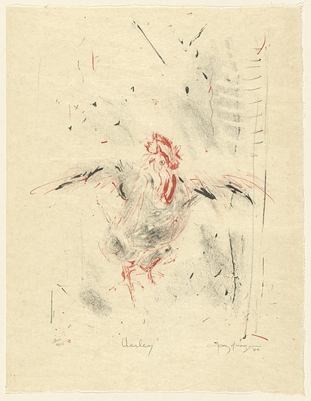 Artist: b'MACQUEEN, Mary' | Title: b'Charley.' | Date: 1983 | Technique: b'lithograph, printed in colour, from multiple plates; in black and red ink' | Copyright: b'Courtesy Paulette Calhoun, for the estate of Mary Macqueen'