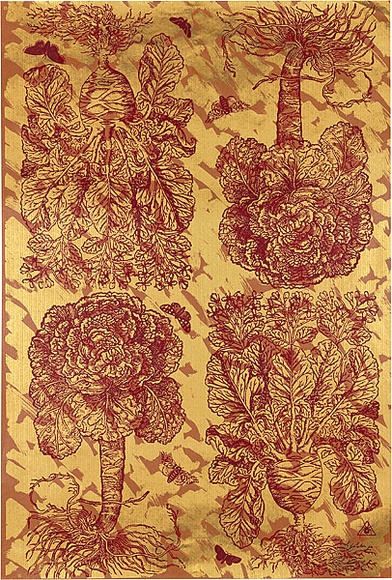 Artist: b'REDBACK GRAPHIX' | Title: b'Wrapping paper: Gold' | Date: 1986 | Technique: b'screenprint, printed in colour, from three stencils' Artist: b'REDBACK GRAPHIX' | Title: b'Wrapping paper: Gold' | Date: 1986 | Technique: b'screenprint, printed in colour, from three stencils'