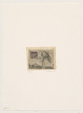 Artist: b'Palethorpe, Jan' | Title: b'not titled (figure/tree in landscape)' | Date: 1989 | Technique: b'etching, printed in black ink with plate-tone, from one plate'