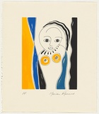 Artist: RENNIE, Marian | Title: Not titled [woman with yellow breasts]. | Date: 1995 | Technique: screenprint, printed in colour, from six stencils