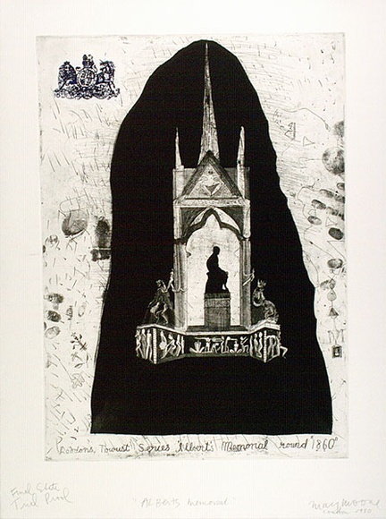 Artist: b'Moore, Mary.' | Title: bAlbert's Memorial | Date: 1980 | Technique: b'etching, engraving and aquatint printed in colour from two plates' | Copyright: b'\xc2\xa9 Mary Moore' Artist: b'Moore, Mary.' | Title: bAlbert's Memorial | Date: 1980 | Technique: b'etching, engraving and aquatint printed in colour from two plates' | Copyright: b'\xc2\xa9 Mary Moore'