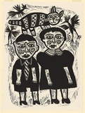 Artist: HANRAHAN, Barbara | Title: Boy and girl | Date: 1987 | Technique: linocut, printed in black ink, from one block