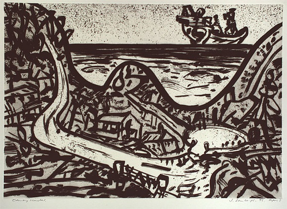 Artist: b'Senbergs, Jan.' | Title: b'Otway coastal' | Date: 1995 | Technique: b'lift-ground aquatint, printed in black ink, from one plate' | Copyright: b'\xc2\xa9 Jan Senbergs' Artist: b'Senbergs, Jan.' | Title: b'Otway coastal' | Date: 1995 | Technique: b'lift-ground aquatint, printed in black ink, from one plate' | Copyright: b'\xc2\xa9 Jan Senbergs'