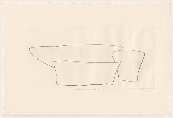 Title: b'Large dish and two bowls' | Date: 1982 | Technique: b'drypoint, printed in black ink, from one perspex plate'