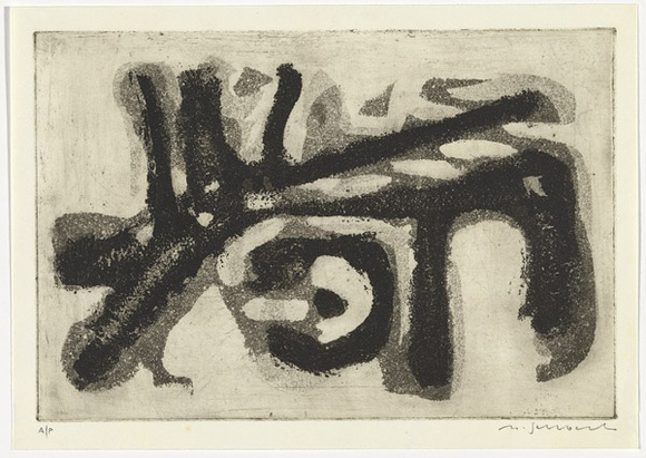Artist: b'SELLBACH, Udo' | Title: b'(Symbol)' | Date: (1960s) | Technique: b'etching and aquatint, printed in black ink, from one plate with plate-tone' Artist: b'SELLBACH, Udo' | Title: b'(Symbol)' | Date: (1960s) | Technique: b'etching and aquatint, printed in black ink, from one plate with plate-tone'