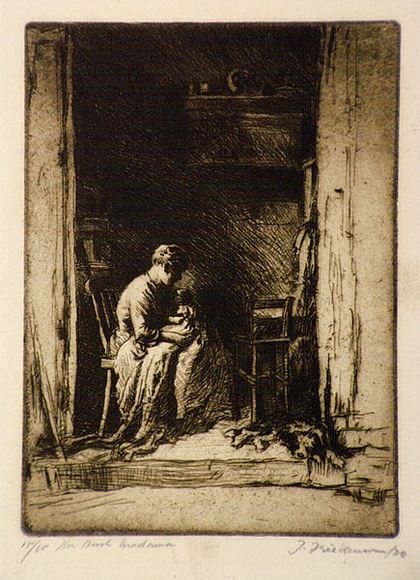 Artist: b'Friedensen, Thomas.' | Title: b'The bush madonna.' | Date: 1930 | Technique: b'etching and aquatint, printed in brown ink with plate-tone, from one plate' Artist: b'Friedensen, Thomas.' | Title: b'The bush madonna.' | Date: 1930 | Technique: b'etching and aquatint, printed in brown ink with plate-tone, from one plate'