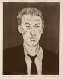 Artist: Miller, Lewis. | Title: Auto portrait | Date: 1994 | Technique: etching, printed in black ink, from one plate | Copyright: © Lewis Miller. Licensed by VISCOPY, Australia