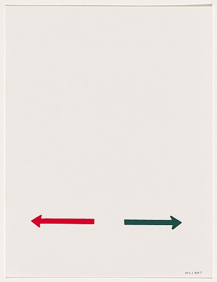 Artist: b'LEXIER, Micah' | Title: b'Untitled [Two arrows: one red, one green]' | Date: 2005 | Technique: b'screenprint, printed in colour, from two stencils'