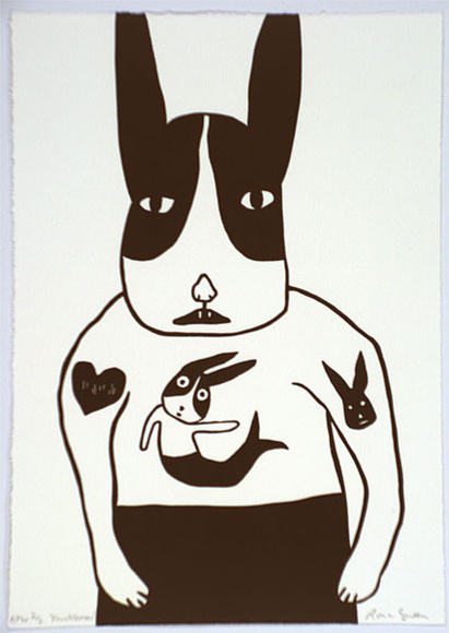 Artist: b'Green, Rona.' | Title: b'Knuckleman (version 2)' | Date: 2000, January | Technique: b'linocut, printed in black ink, from one block' Artist: b'Green, Rona.' | Title: b'Knuckleman (version 2)' | Date: 2000, January | Technique: b'linocut, printed in black ink, from one block'
