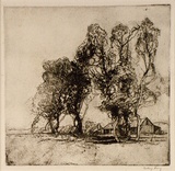 Artist: b'Long, Sydney.' | Title: b'Hawkesbury landscape' | Date: 1924 | Technique: b'line-etching and aquatint, printed in black ink, from one copper plate' | Copyright: b'Reproduced with the kind permission of the Ophthalmic Research Institute of Australia'