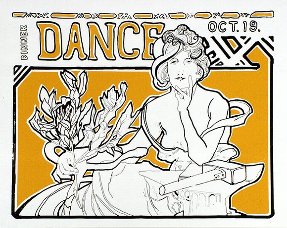 Artist: b'Jones, Paul Osborne.' | Title: b'Dinner Dance' | Technique: b'screenprint, printed in colour, from multiple stencils' Artist: b'Jones, Paul Osborne.' | Title: b'Dinner Dance' | Technique: b'screenprint, printed in colour, from multiple stencils'