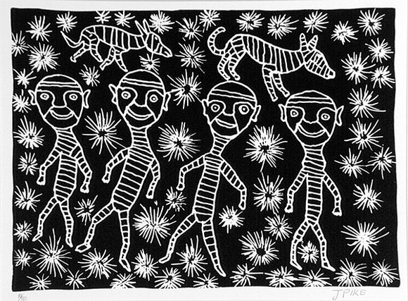 Artist: b'Pike, Jimmy.' | Title: b'Murungurrwarnti' | Date: 1985 | Technique: b'screenprint, printed in black ink, from one stencil' Artist: b'Pike, Jimmy.' | Title: b'Murungurrwarnti' | Date: 1985 | Technique: b'screenprint, printed in black ink, from one stencil'