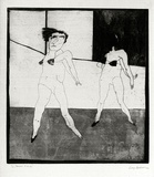 Artist: BALDESSIN, George | Title: Dancers a-go-go. | Date: 1966 | Technique: etching, aquatint, lavis and foul biting, printed in black ink, from one plate