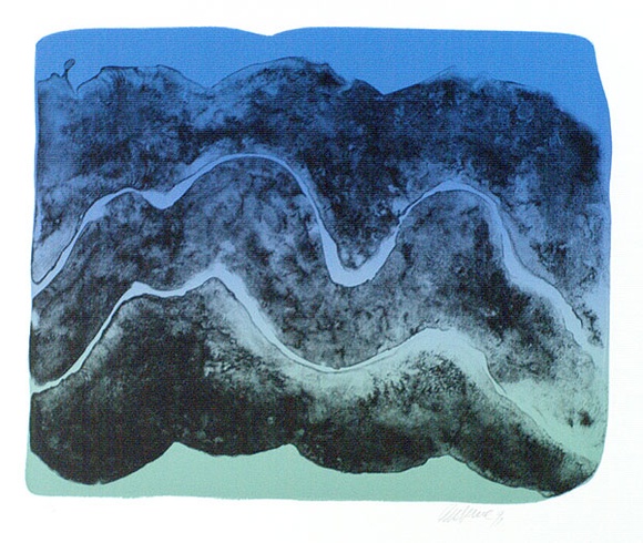 Artist: b'House, Matilda Williams.' | Title: b'Murumbeeja towards dooligah, part 1.' | Date: 1996 | Technique: b'lithograph, printed in colour, from two plates' Artist: b'House, Matilda Williams.' | Title: b'Murumbeeja towards dooligah, part 1.' | Date: 1996 | Technique: b'lithograph, printed in colour, from two plates'