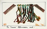 Artist: SHEARER, Mitzi | Title: The faun's afternoon out | Date: 1978 | Technique: etching, printed in green ink with plate-tone, from one  plate, hand-coloured in felt-tipped pen