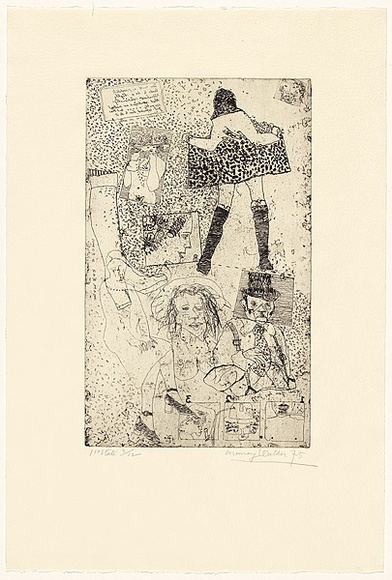 Artist: b'WALKER, Murray' | Title: b'(Show a new leg)' | Date: 1975 | Technique: b'etching, printed in black ink, from one plate'