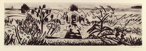 Artist: b'Fumpston, Rodney.' | Title: b'Night garden II' | Date: 1993, September - October | Technique: b'drypoint, printed in black ink, from one plate' Artist: b'Fumpston, Rodney.' | Title: b'Night garden II' | Date: 1993, September - October | Technique: b'drypoint, printed in black ink, from one plate'