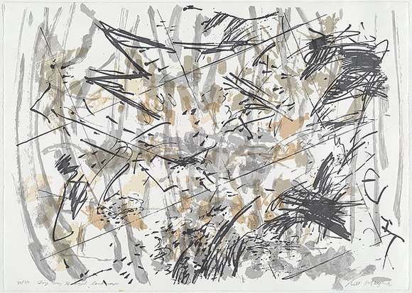 Artist: b'MEYER, Bill' | Title: b'Dry grey bronzed landscape' | Date: 1988 | Technique: b'screenprint, printed in four colours, from three stencils' | Copyright: b'\xc2\xa9 Bill Meyer' Artist: b'MEYER, Bill' | Title: b'Dry grey bronzed landscape' | Date: 1988 | Technique: b'screenprint, printed in four colours, from three stencils' | Copyright: b'\xc2\xa9 Bill Meyer'