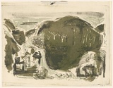 Artist: MACQUEEN, Mary | Title: Crater country | Date: 1959 | Technique: lithograph, printed in colour, from multiple plates | Copyright: Courtesy Paulette Calhoun, for the estate of Mary Macqueen