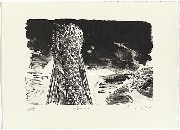 Artist: b'Lee, Graeme.' | Title: b'Spaced' | Date: 1996, October | Technique: b'lithograph, printed in black ink from one stone' Artist: b'Lee, Graeme.' | Title: b'Spaced' | Date: 1996, October | Technique: b'lithograph, printed in black ink from one stone'