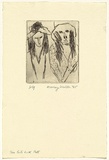 Artist: WALKER, Murray | Title: Two girls with hats | Date: 1965 | Technique: drypoint, printed in black ink, from one plate