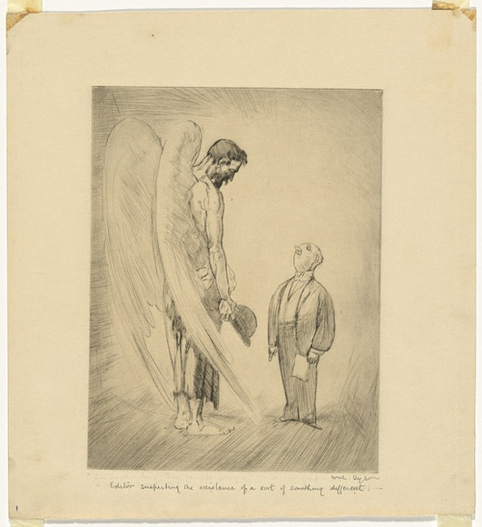 Artist: b'Dyson, Will.' | Title: b'Editor suspecting the existance (sic) of a sort of something different.' | Date: c.1929 | Technique: b'drypoint, printed in black ink, from one plate' Artist: b'Dyson, Will.' | Title: b'Editor suspecting the existance (sic) of a sort of something different.' | Date: c.1929 | Technique: b'drypoint, printed in black ink, from one plate'