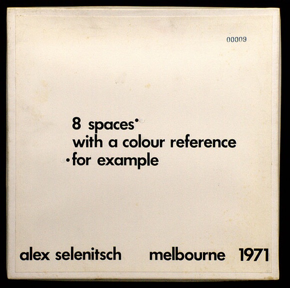 Artist: b'SELENITSCH, Alex' | Title: b'8 Spaces with a colour references.' | Date: 1971 | Technique: b'screenprint, printed in black ink, from one screen' Artist: b'SELENITSCH, Alex' | Title: b'8 Spaces with a colour references.' | Date: 1971 | Technique: b'screenprint, printed in black ink, from one screen'