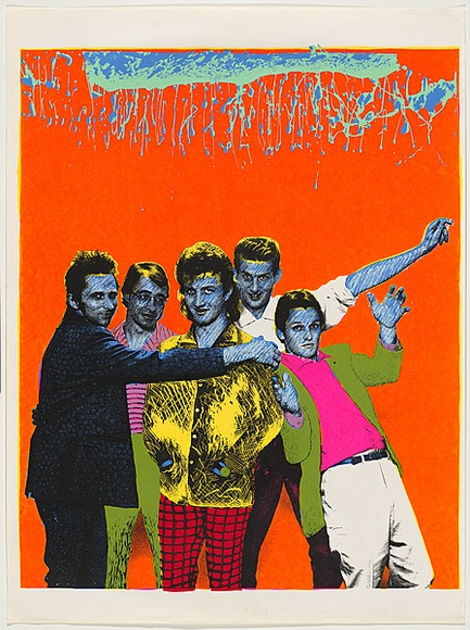 Artist: b'WORSTEAD, Paul' | Title: b'Get wet (Cover print for Mental as Anything).' | Date: 1979 | Technique: b'screenprint, printed in colour, from five stencils,' | Copyright: b'This work appears on screen courtesy of the artist' Artist: b'WORSTEAD, Paul' | Title: b'Get wet (Cover print for Mental as Anything).' | Date: 1979 | Technique: b'screenprint, printed in colour, from five stencils,' | Copyright: b'This work appears on screen courtesy of the artist'