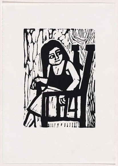 Artist: b'LAWTON, Tina' | Title: b'Number 4' | Date: 1962 | Technique: b'linocut, printed in black ink, from one block'