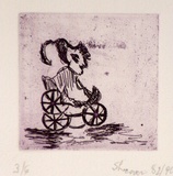 Artist: b'Shearer, Mitzi.' | Title: b'not titled' | Date: 1982-90 | Technique: b'etching, printed in claret with plate-tone, from one  plate'