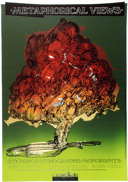 Artist: b'ARNOLD, Raymond' | Title: b'Metaphorical views, Chameleon Galleries, Hobart.' | Date: 1987 | Technique: b'screenprint, printed in colour, from three stencils' Artist: b'ARNOLD, Raymond' | Title: b'Metaphorical views, Chameleon Galleries, Hobart.' | Date: 1987 | Technique: b'screenprint, printed in colour, from three stencils'