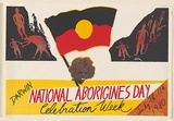 Artist: McMahon, Marie. | Title: National Aborigines Day | Date: 1980 | Technique: screenprint, printed in colour, from six stencils | Copyright: © Raymond John Young