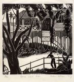 Artist: Allan, Ailsa [1]. | Title: House next door. | Date: 1937 | Technique: wood-engraving, printed in black ink, from one block