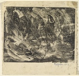 Artist: Halpern, Stacha. | Title: not titled [Abstraction] | Date: 1958 | Technique: lithograph, printed in black ink, from one stone [or plate]