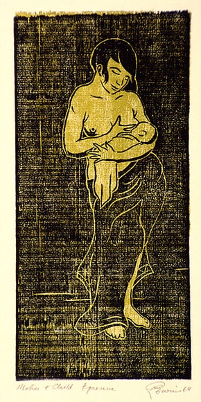 Artist: b'EWINS, Rod' | Title: b'Mother and child.' | Date: 1964 | Technique: b'woodcut, printed in colour, from two baltic pine blocks' Artist: b'EWINS, Rod' | Title: b'Mother and child.' | Date: 1964 | Technique: b'woodcut, printed in colour, from two baltic pine blocks'