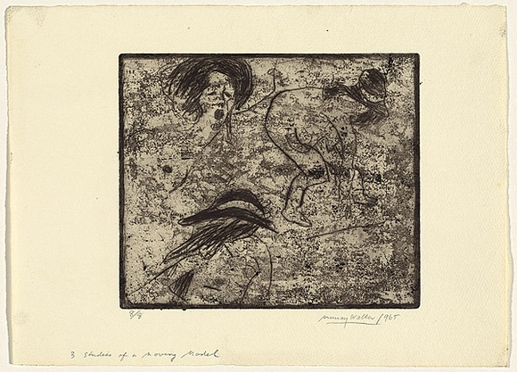 Artist: b'WALKER, Murray' | Title: b'Three studies of a moving model' | Date: 1965 | Technique: b'etching, printed in black ink, from one plate' Artist: b'WALKER, Murray' | Title: b'Three studies of a moving model' | Date: 1965 | Technique: b'etching, printed in black ink, from one plate'