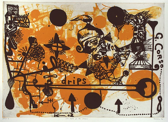 Artist: b'SANSOM, Gareth' | Title: b'Les mots et les choses' | Date: 1994 | Technique: b'aquatint, printed in colour, from two plates' Artist: b'SANSOM, Gareth' | Title: b'Les mots et les choses' | Date: 1994 | Technique: b'aquatint, printed in colour, from two plates'