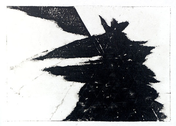 Artist: b'Roberts, Neil.' | Title: b'Eruptions 19' | Date: 1991 | Technique: b'pigment-transfer, printed in brown ink, from one bitumen paper plate' Artist: b'Roberts, Neil.' | Title: b'Eruptions 19' | Date: 1991 | Technique: b'pigment-transfer, printed in brown ink, from one bitumen paper plate'