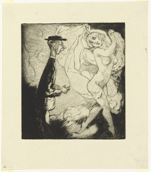 Artist: b'Dyson, Will.' | Title: b'Temptation no.1: Dear me, one had no idea she was half so attractive.' | Date: c.1929 | Technique: b'drypoint, printed in black ink, from one plate' Artist: b'Dyson, Will.' | Title: b'Temptation no.1: Dear me, one had no idea she was half so attractive.' | Date: c.1929 | Technique: b'drypoint, printed in black ink, from one plate'