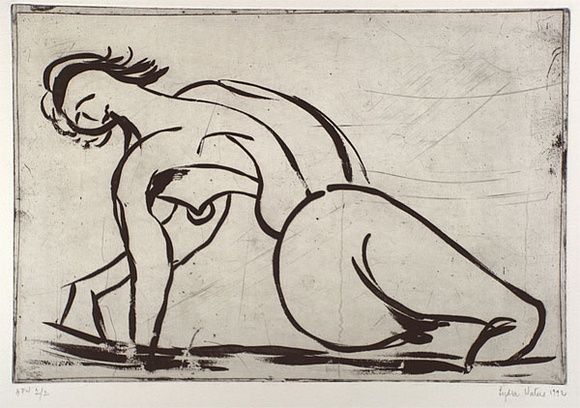 Artist: b'Waters, Lydia.' | Title: b'not titled [female nude]' | Date: 1992 | Technique: b'aquatint, printed in black ink, from one plate'