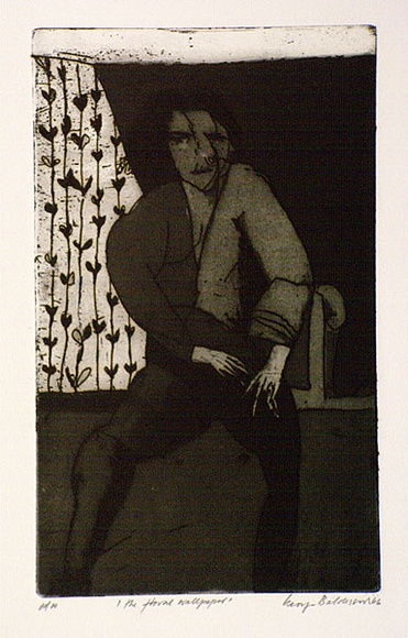 Artist: b'BALDESSIN, George' | Title: b'The floral wallpaper.' | Date: 1966 | Technique: b'etching and aquatint, printed in black ink, from one plate' Artist: b'BALDESSIN, George' | Title: b'The floral wallpaper.' | Date: 1966 | Technique: b'etching and aquatint, printed in black ink, from one plate'