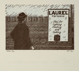 Artist: Atkins, Ros. | Title: Woman | Date: 1995, September | Technique: wood-engraving, printed in black ink, from one block; lithograph, printed in blue ink, from one stone
