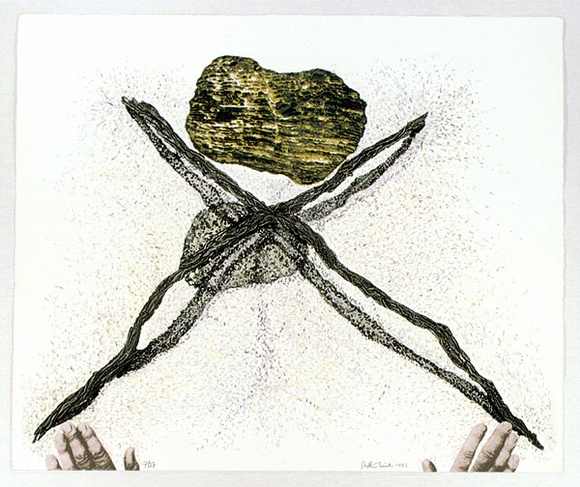 Artist: b'WICKS, Arthur' | Title: b'Steadying a simple seismic device' | Date: 1983 | Technique: b'etching, screenprint' Artist: b'WICKS, Arthur' | Title: b'Steadying a simple seismic device' | Date: 1983 | Technique: b'etching, screenprint'