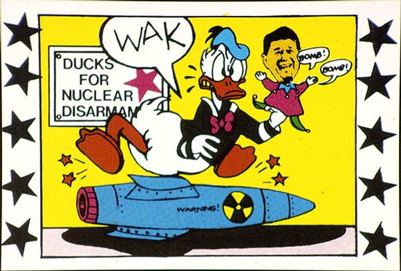 Title: b'Postcard: Ducks for nuclear disarmament.' | Date: 1984 | Technique: b'screenprint, printed in colour, from multiple stencils' Title: b'Postcard: Ducks for nuclear disarmament.' | Date: 1984 | Technique: b'screenprint, printed in colour, from multiple stencils'