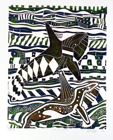 Artist: b'Buckley, Harold Lawrence.' | Title: b'Endless Time' | Date: 1992 | Technique: b'linocut'
