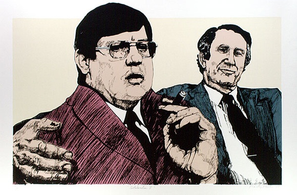 Artist: b'Martin, Mandy.' | Title: b'Collaboration I' | Date: 1977 | Technique: b'screenprint, printed in colour, from multiple stencils' | Copyright: b'\xc2\xa9 Mandy Martin. Licensed by VISCOPY, Australia' Artist: b'Martin, Mandy.' | Title: b'Collaboration I' | Date: 1977 | Technique: b'screenprint, printed in colour, from multiple stencils' | Copyright: b'\xc2\xa9 Mandy Martin. Licensed by VISCOPY, Australia'