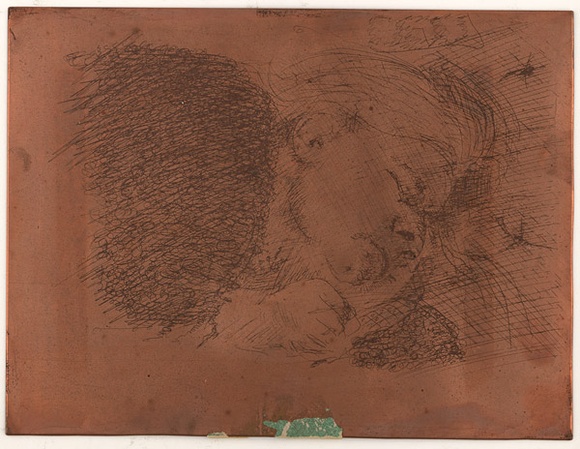 Artist: b'BOYD, Arthur' | Title: b'Plate 46: Head of an old woman asleep.' | Date: 1960-70 | Technique: b'etched plate' | Copyright: b'This work appears on screen courtesy of Bundanon Trust' Artist: b'BOYD, Arthur' | Title: b'Plate 46: Head of an old woman asleep.' | Date: 1960-70 | Technique: b'etched plate' | Copyright: b'This work appears on screen courtesy of Bundanon Trust'