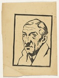 Artist: b'Bell, George..' | Title: b(Man's head). | Technique: b'linocut, printed in black ink, from one block'